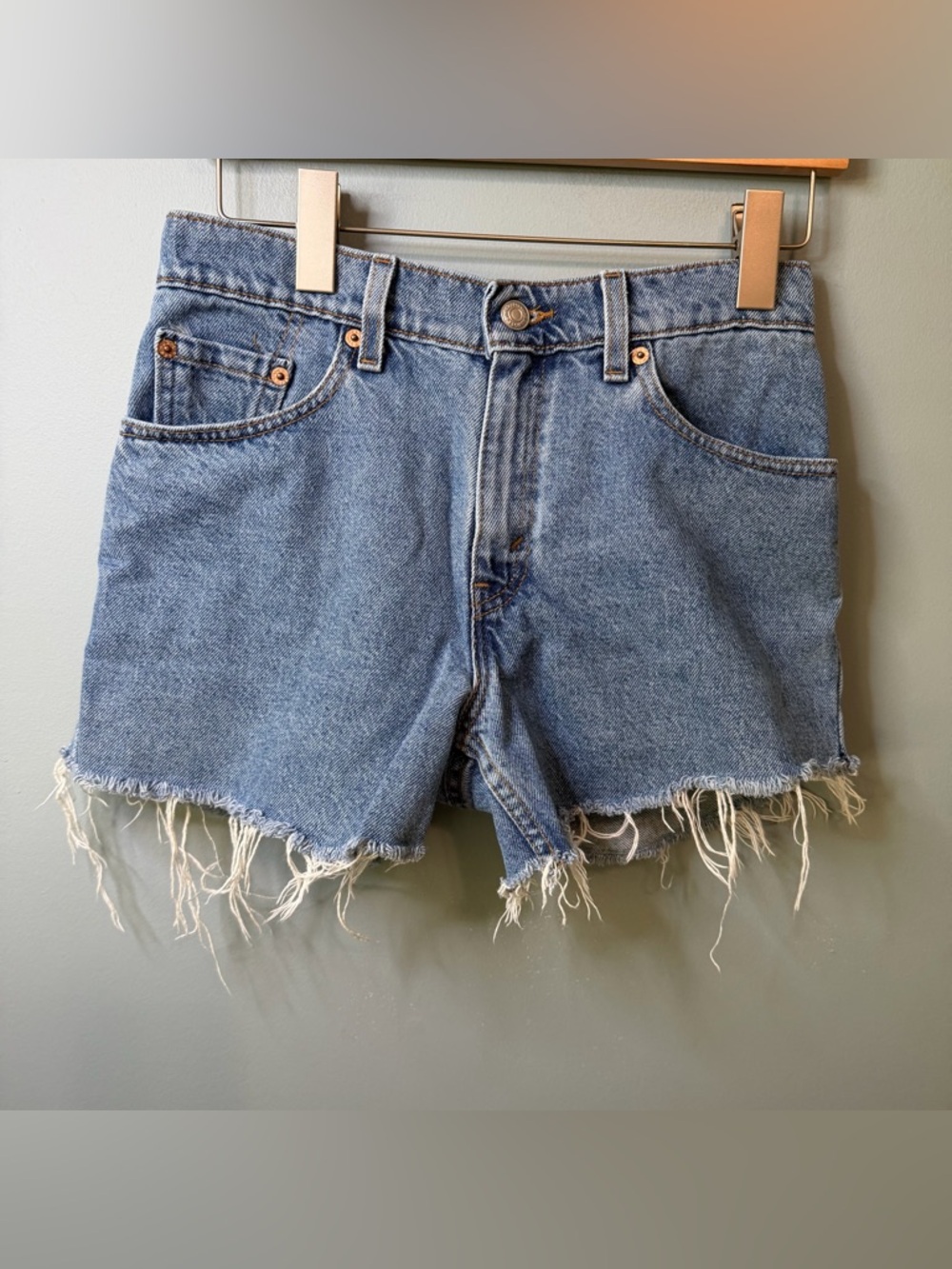Levi’s High Rise Cutoff Denim Jean Shorts
Medium Wash Blue. Women’s 28x3.5”